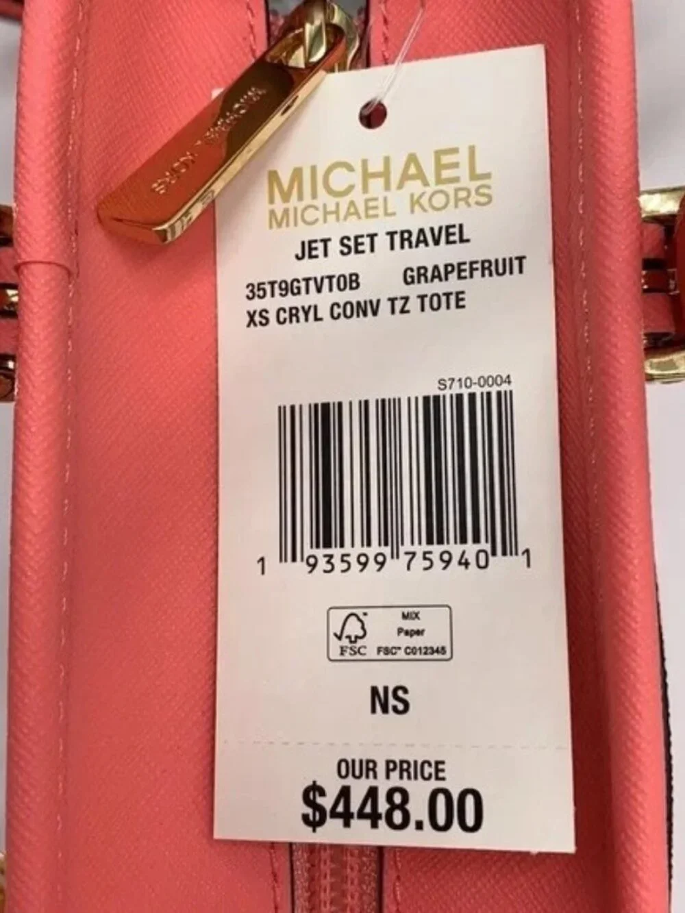 Nwot Michael Kors Pink Convertible Top Zip Crossbody Bag Tote Purse